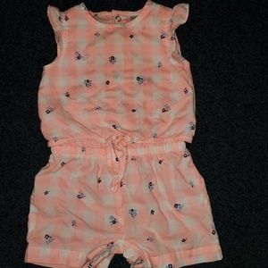 Carter's Baby Girl Sz 6m Romper Shorts Plaid Pink